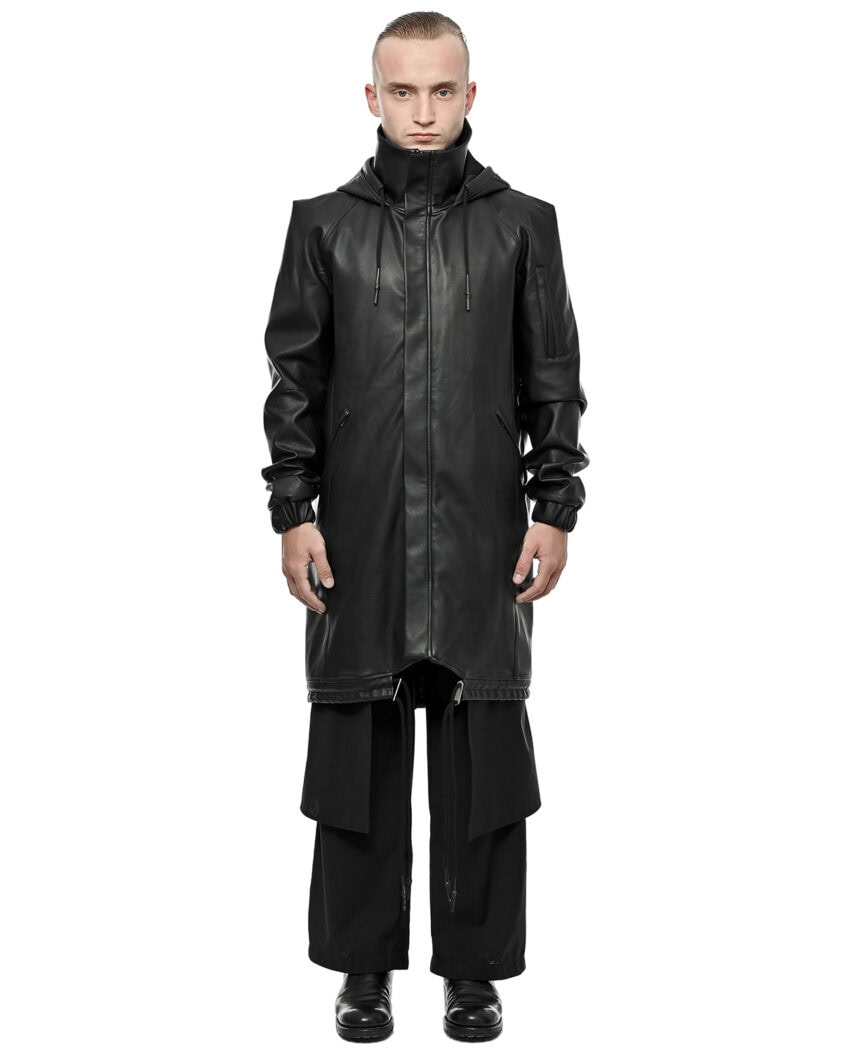 Construct High Collar Hood Vegan Parka