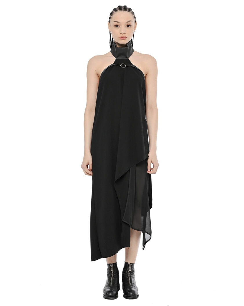 Deconstruct Collar Open Back Dress