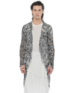 Fiber Contrast Open Cardigan