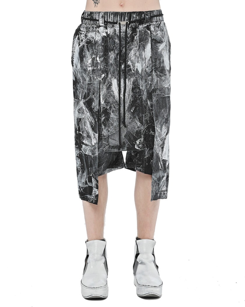 Layered Paneled Object Coated Shorts