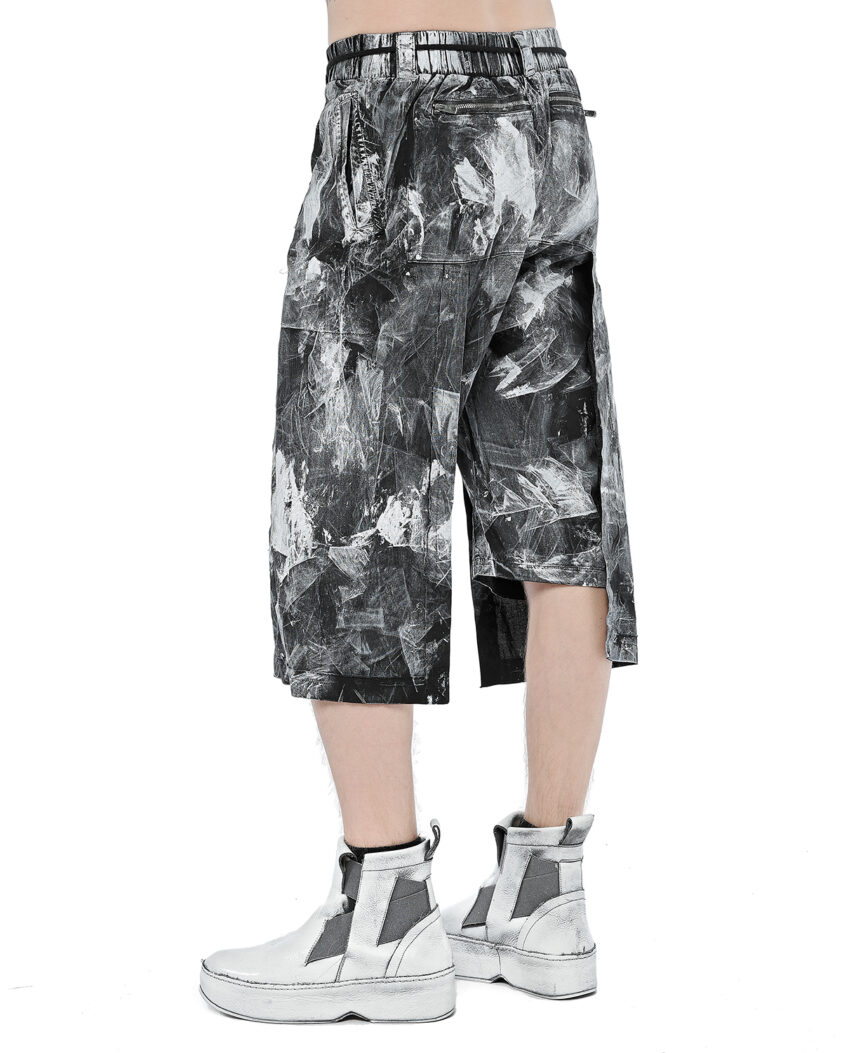 Layered Paneled Object Coated Shorts