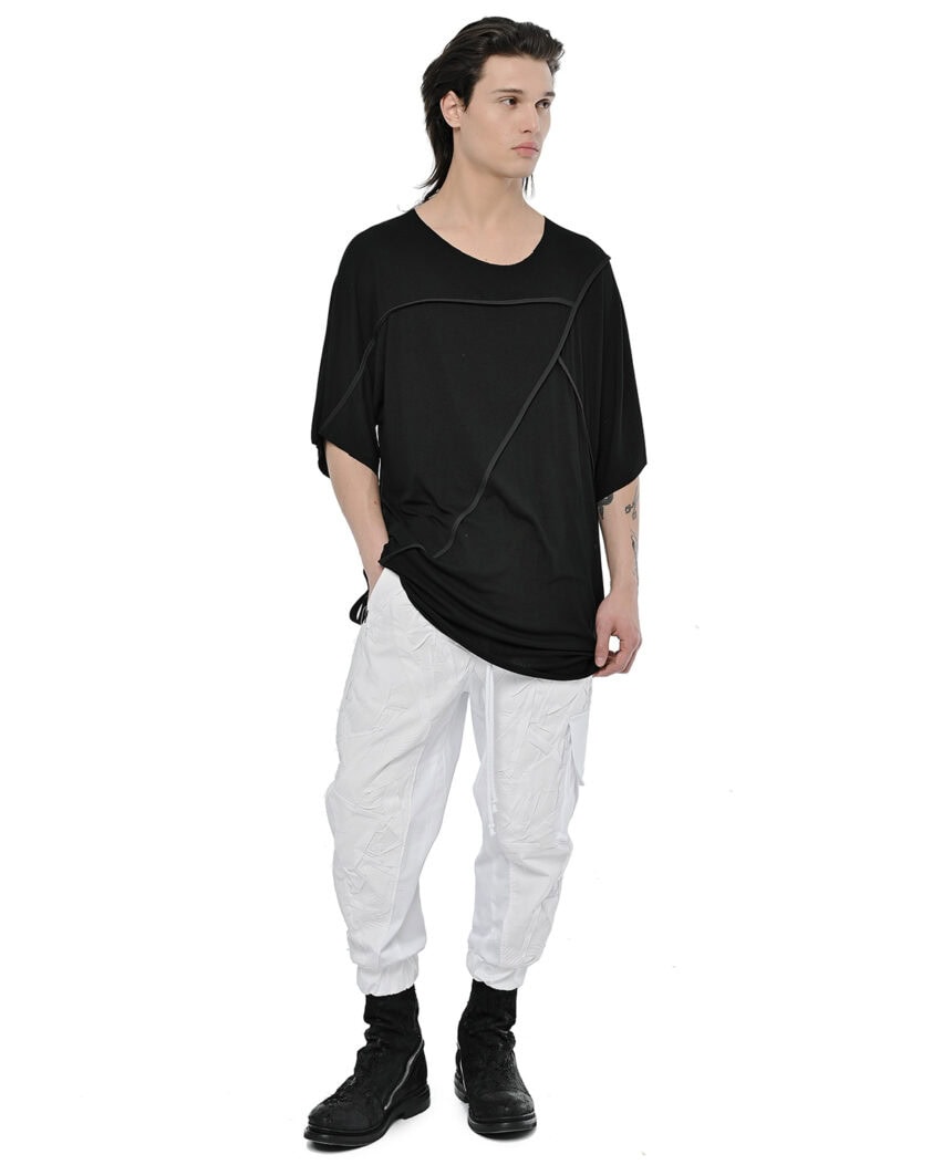 Loose Asymmetric Panel T-shirt