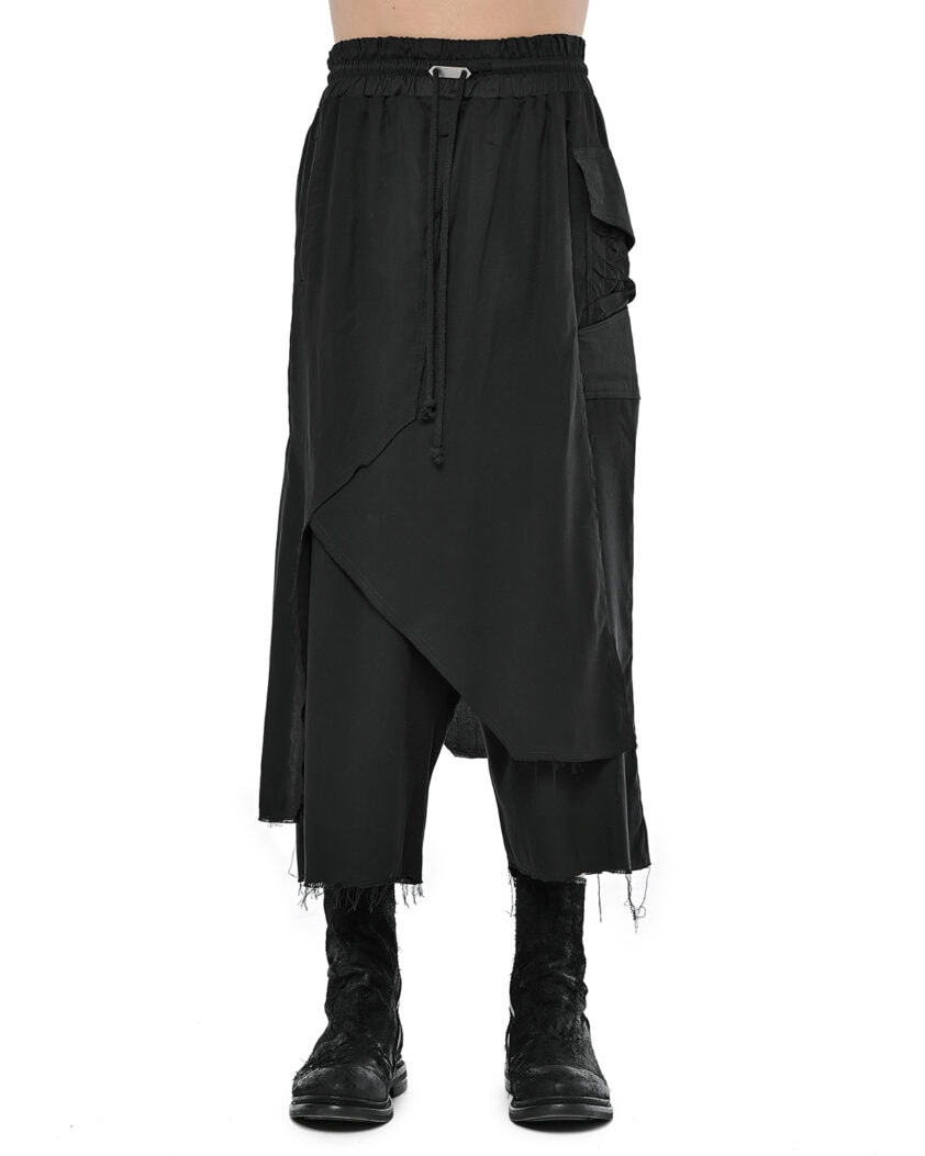 Wide Layered Crushed Cropped Pants