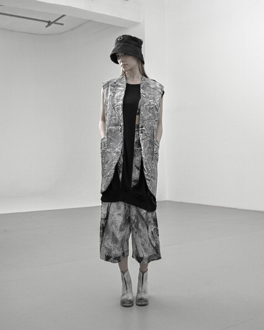 Object Coated Wide Layered Pants