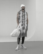 Standing Collar Sleeveless Object Dyed Shirt