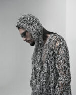 Fiber Contrast Open Cardigan