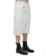 Loose Crop Raw Edge White Shorts