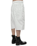 Loose Crop Raw Edge White Shorts