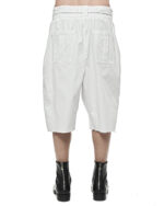 Loose Crop Raw Edge White Shorts