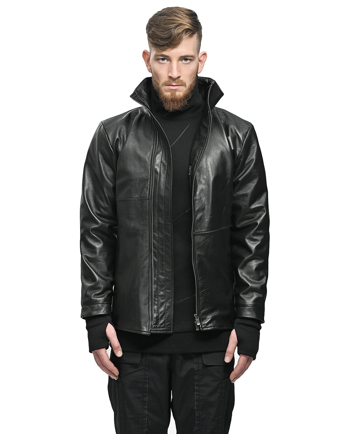 WITHIN High Neck Leather Biker Jacket