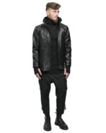 Grey Scar-Stitched Turtleneck Knit Top