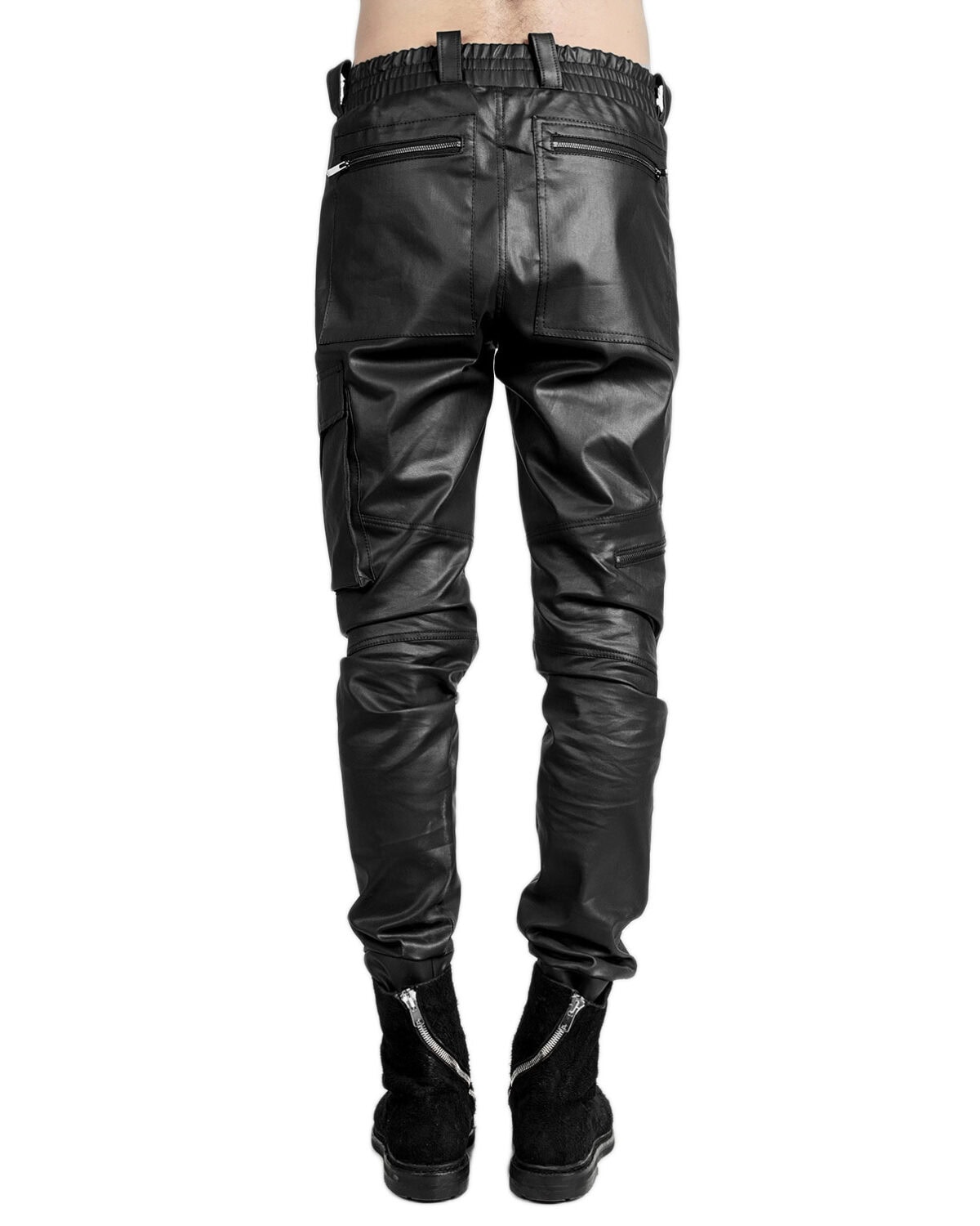 SPIRAL COATED CARGO BIKER TROUSERS