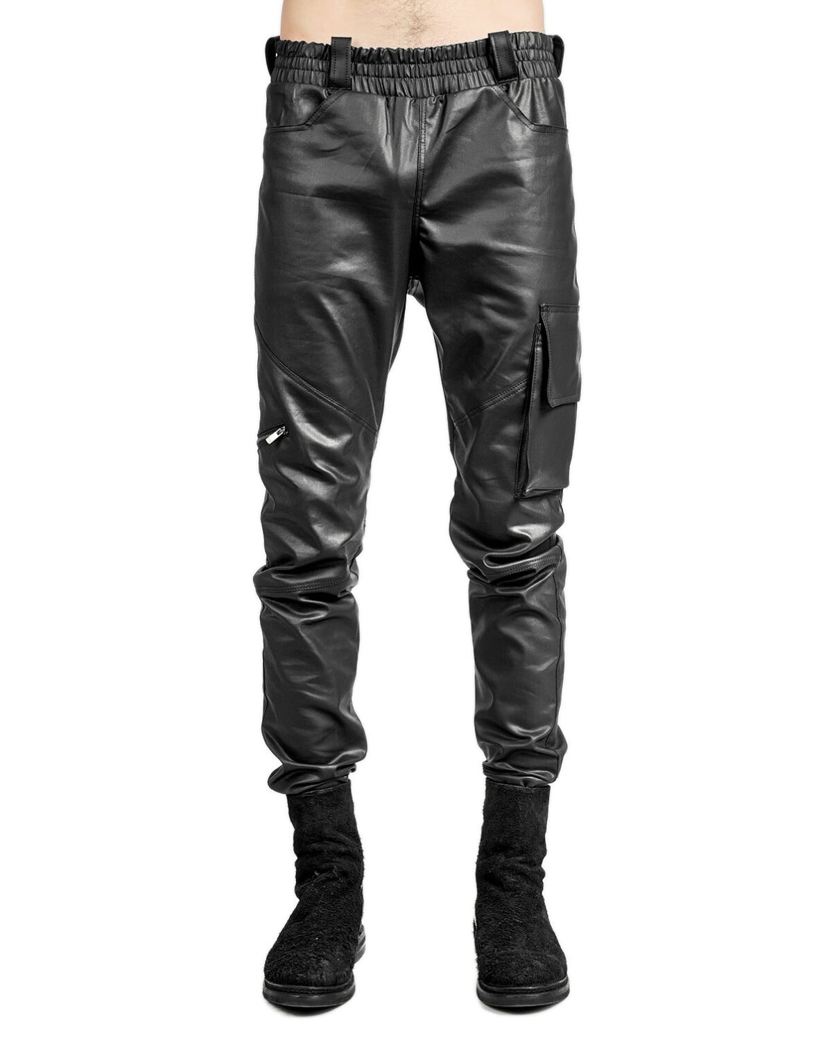 SPIRAL COATED CARGO BIKER TROUSERS