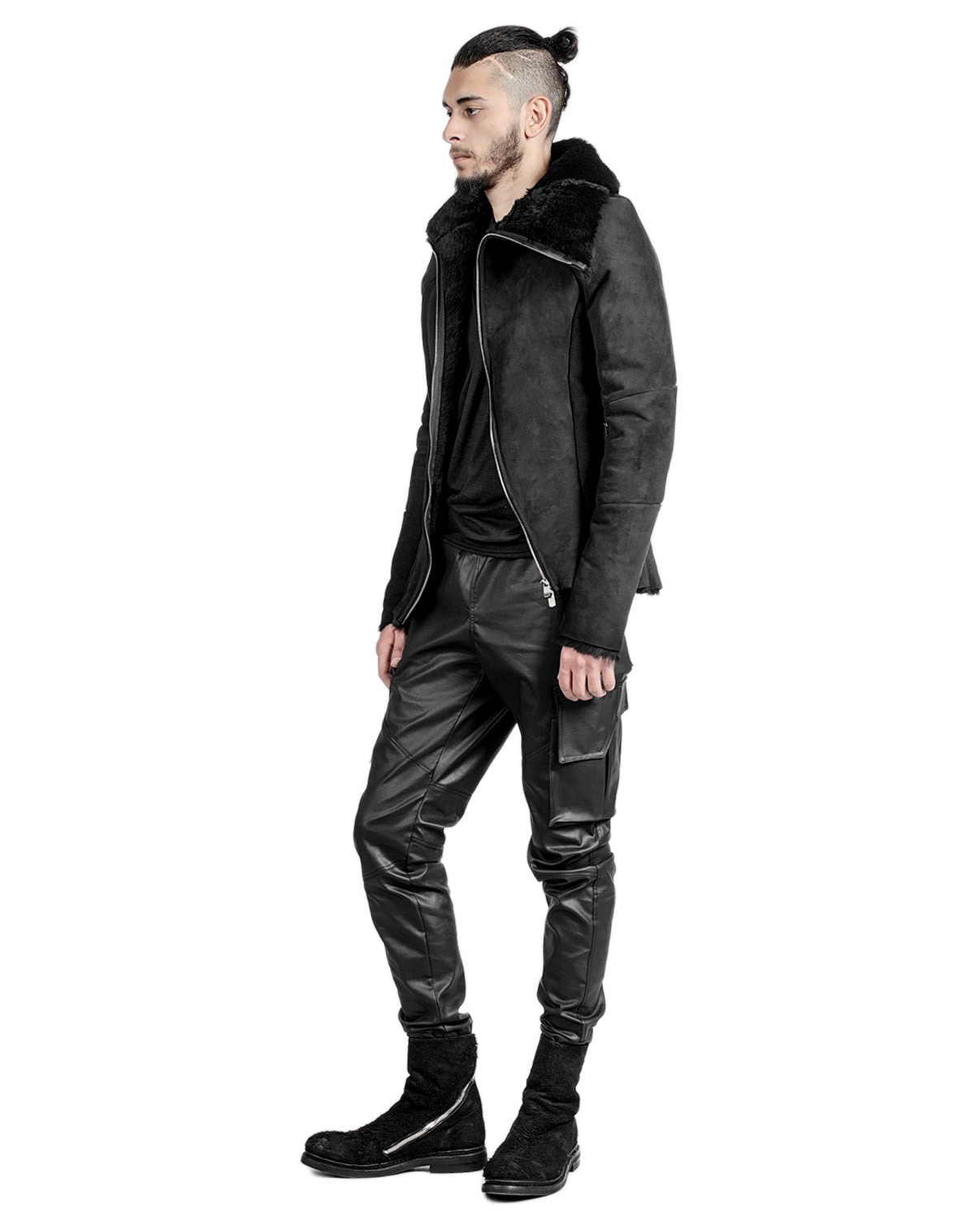 SPIRAL COATED CARGO BIKER TROUSERS