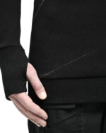 Grey Scar-Stitched Turtleneck Knit Top