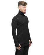 Grey Scar-Stitched Turtleneck Knit Top