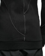 Grey Scar-Stitched Turtleneck Knit Top