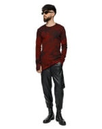 Cloud Red Layer Rib Knit Sweater