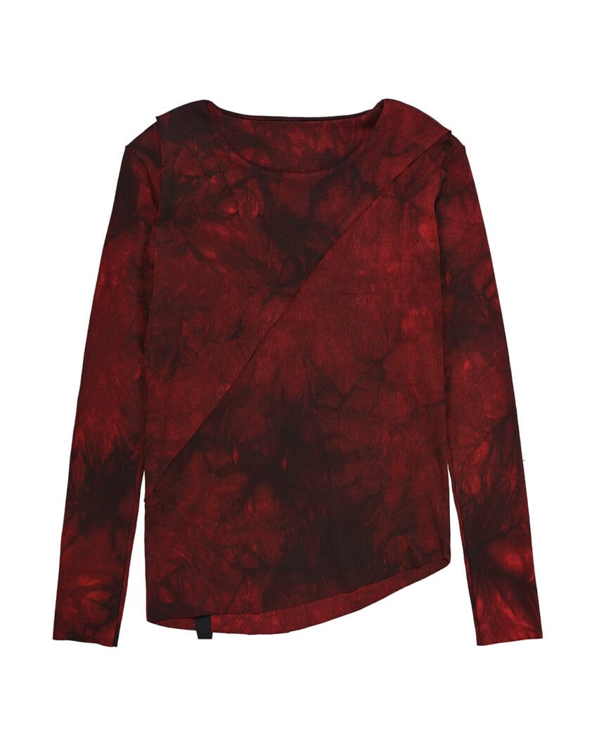 Cloud Red Asymmetric Layers Dyed Sweater