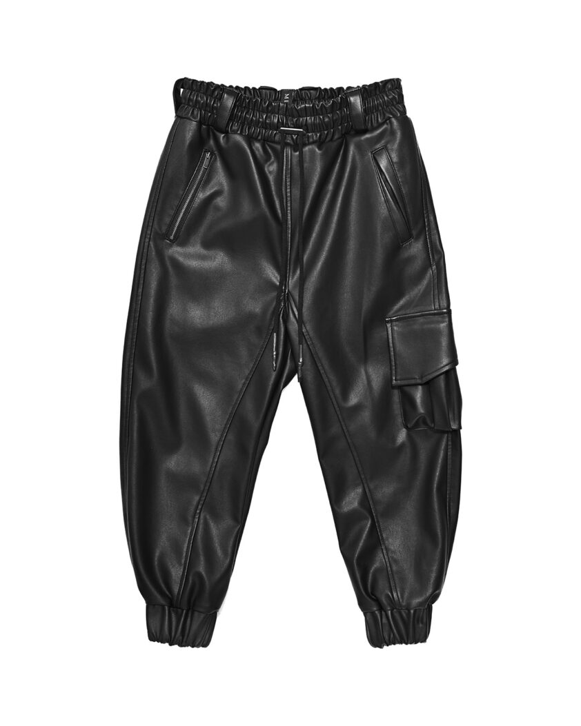 Leather Curve Cargo Vegan Pants