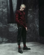 Cloud Red Layer Rib Knit Sweater