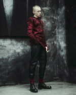 Cloud Red Asymmetric Layers Dyed Sweater