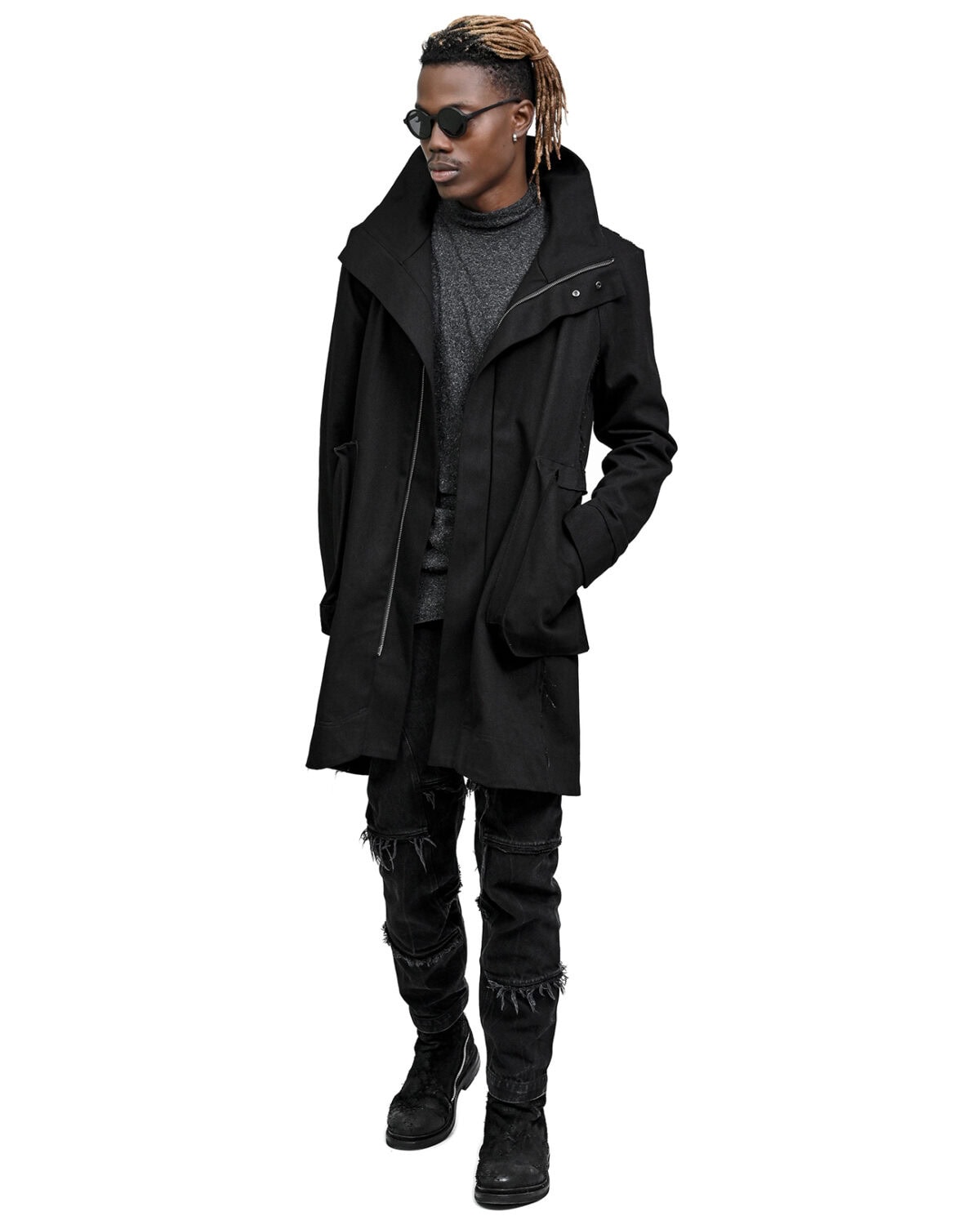 Black Denim Hexa High Parka
