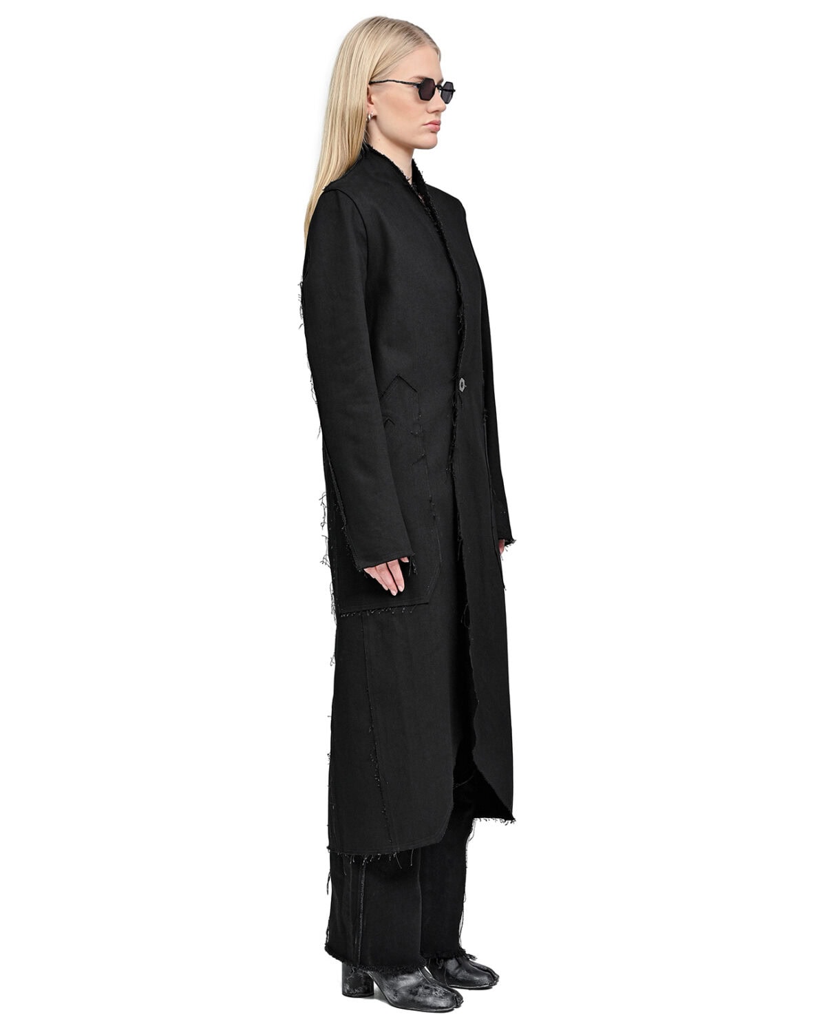 Black Long Denim Hexa Coat