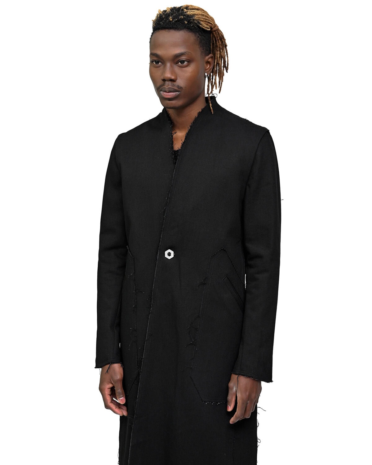 Black Long Denim Hexa Coat
