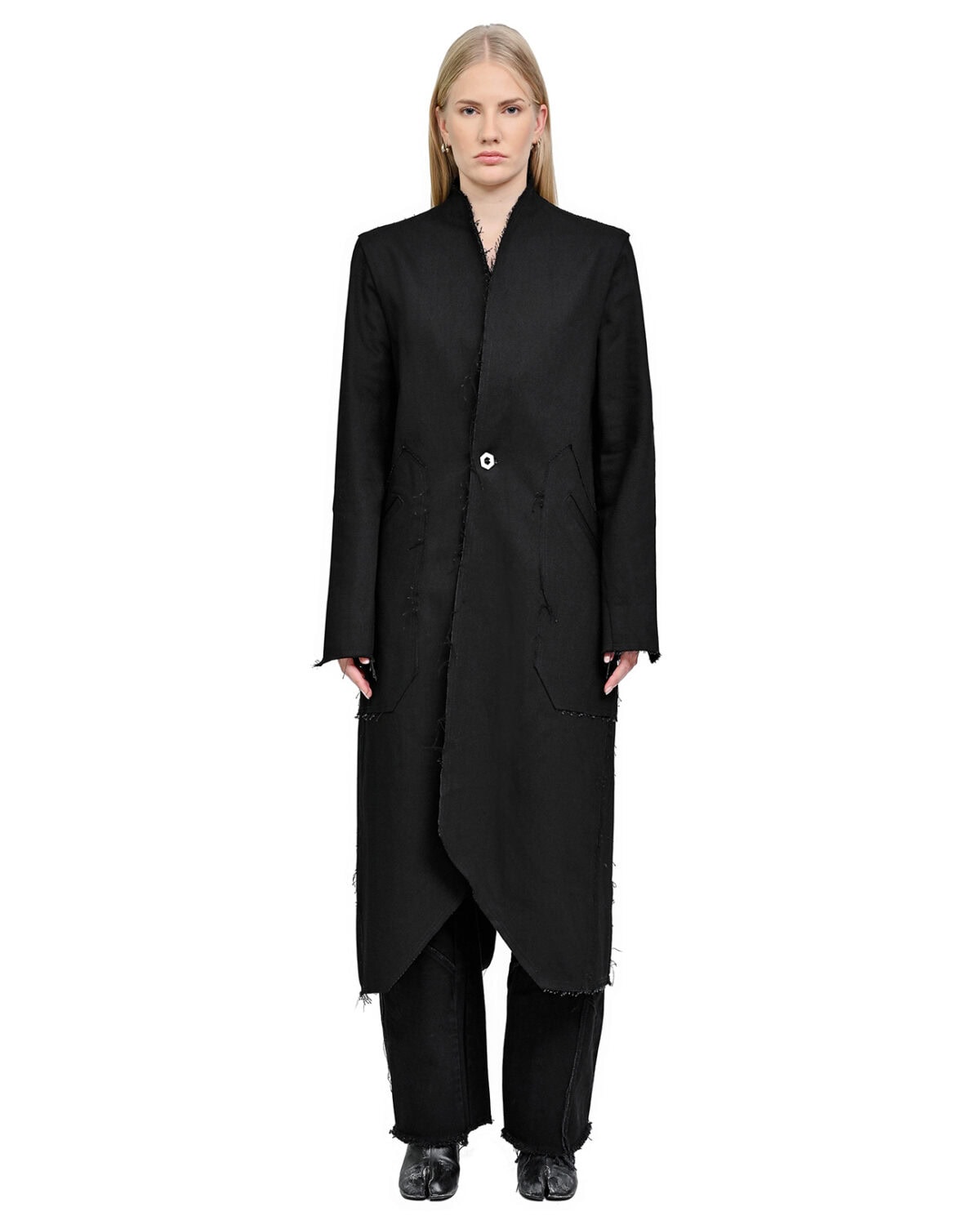 Black Long Denim Hexa Coat