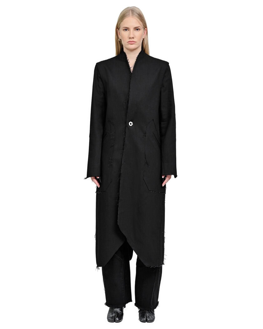 Black Long Denim Hexa Coat