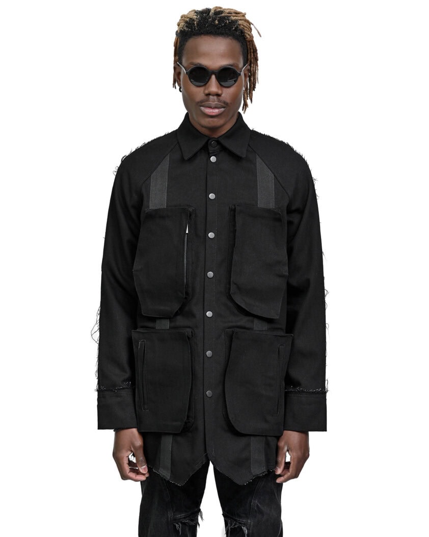 Denim Hexa Cargo Shirt Jacket