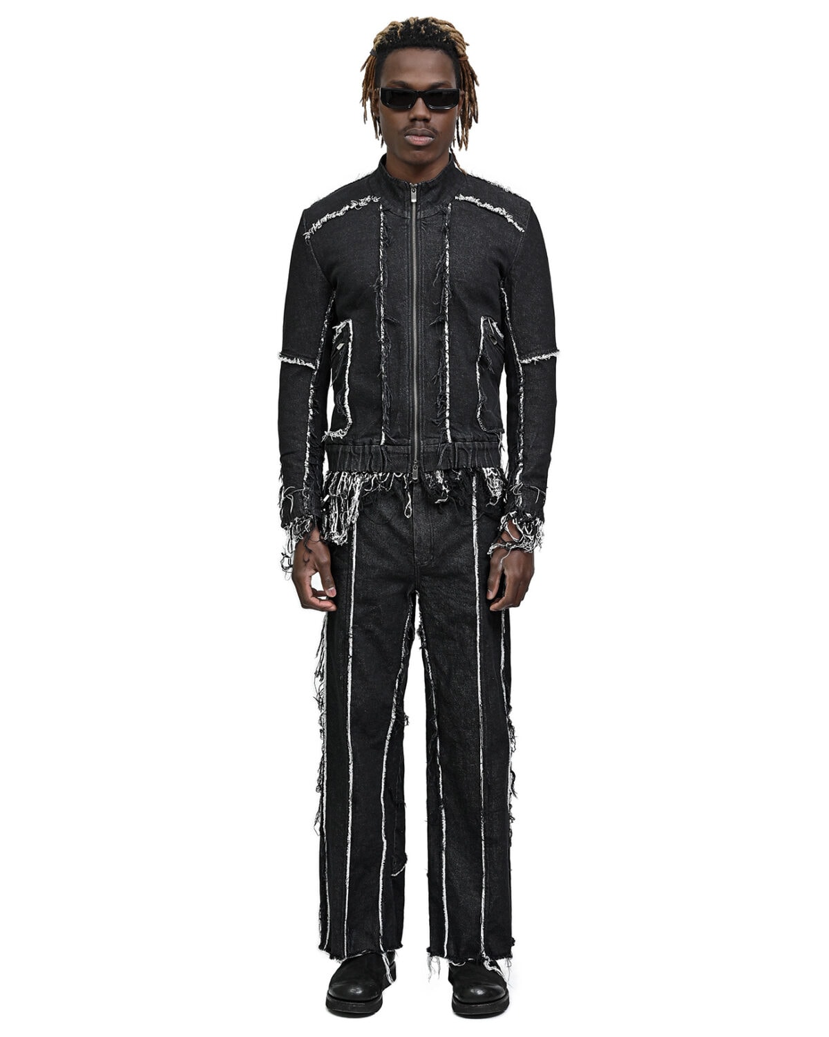 String Denim Raw Edge Jacket