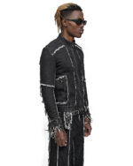 String Denim Raw Edge Jacket
