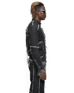 String Denim Raw Edge Jacket