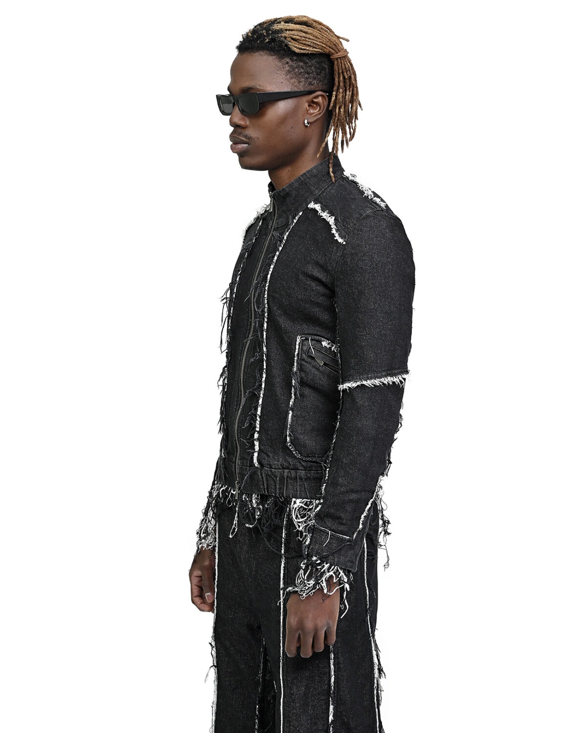 String Denim Raw Edge Jacket