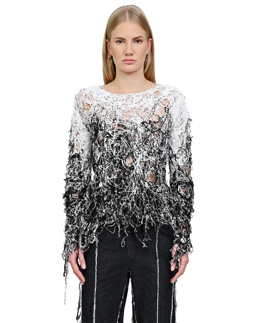 Fiber Bond String Contrast Sweater