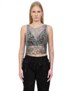 Fiber Bond Sheer Sleeveless Crop Top