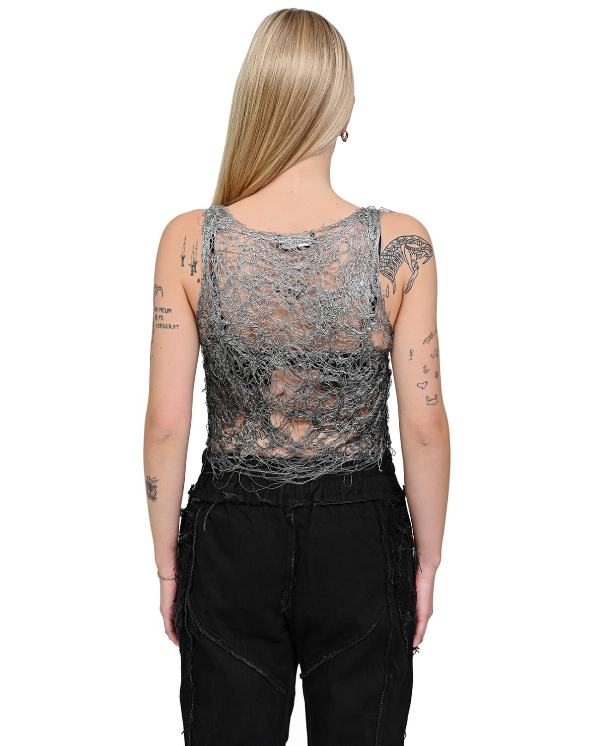 Fiber Bond Sheer Sleeveless Crop Top