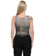 Fiber Bond Sheer Sleeveless Crop Top