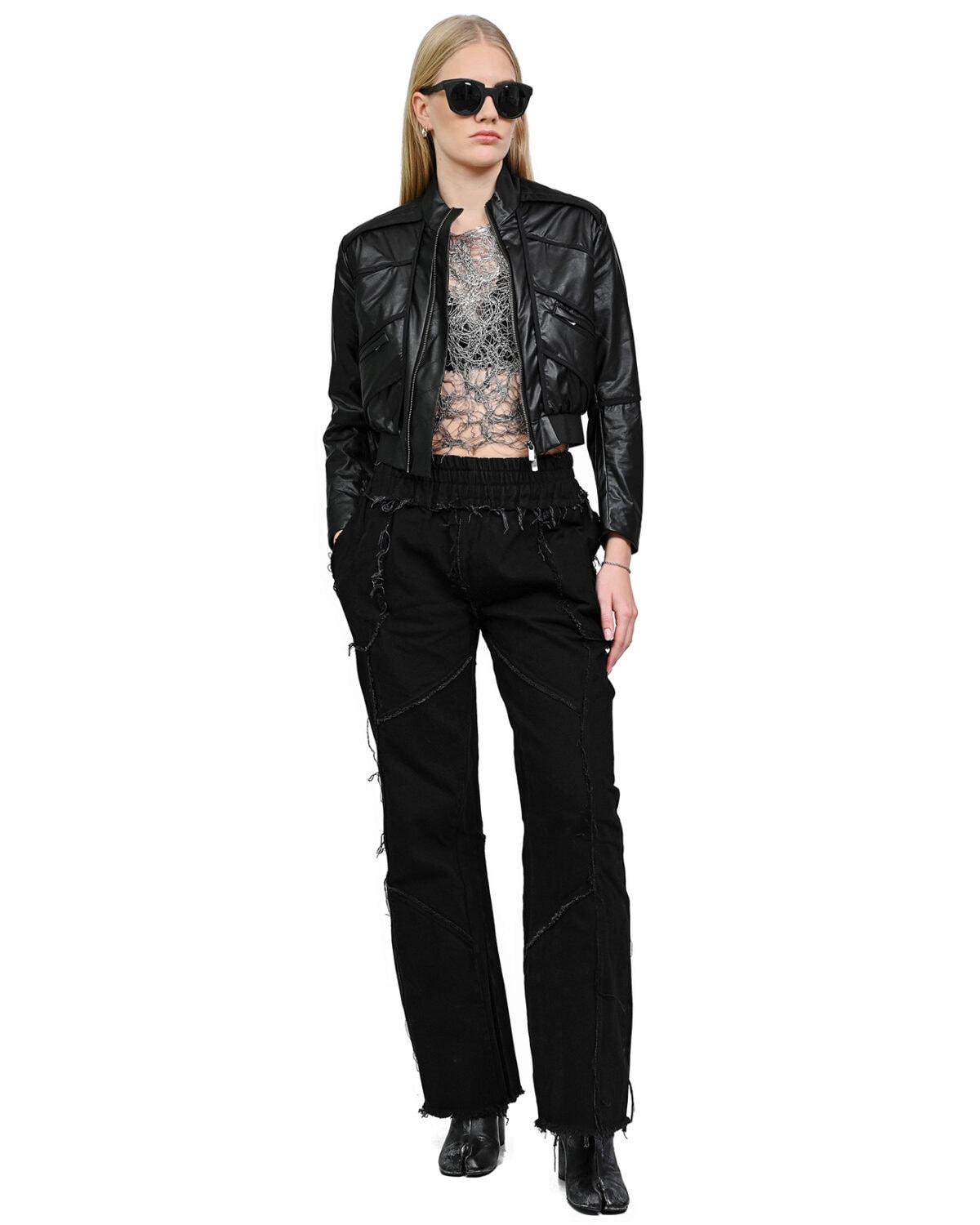 Fiber Bond Sheer Sleeveless Crop Top