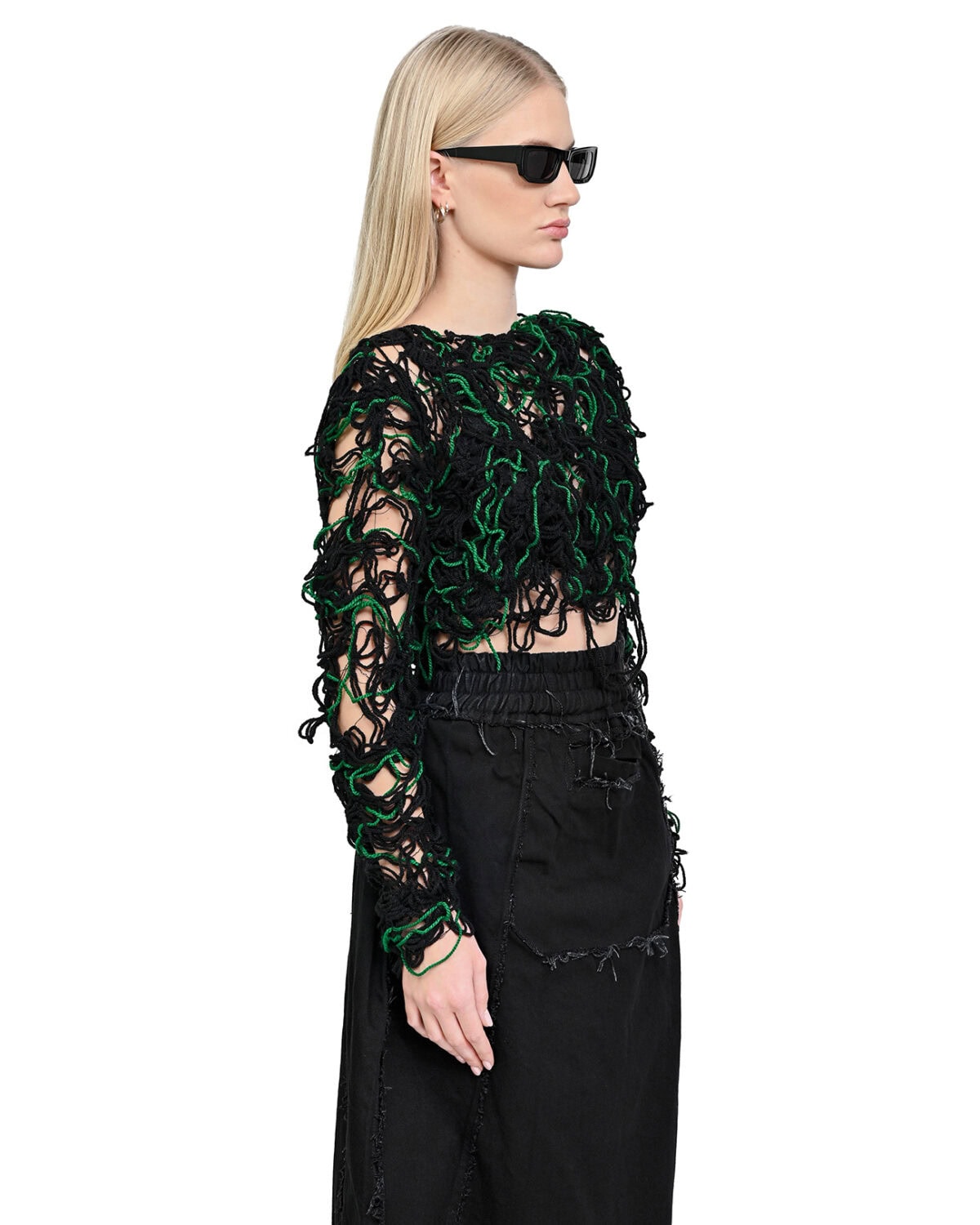 Fiber Bond Wrangle Crop Cut Sweater