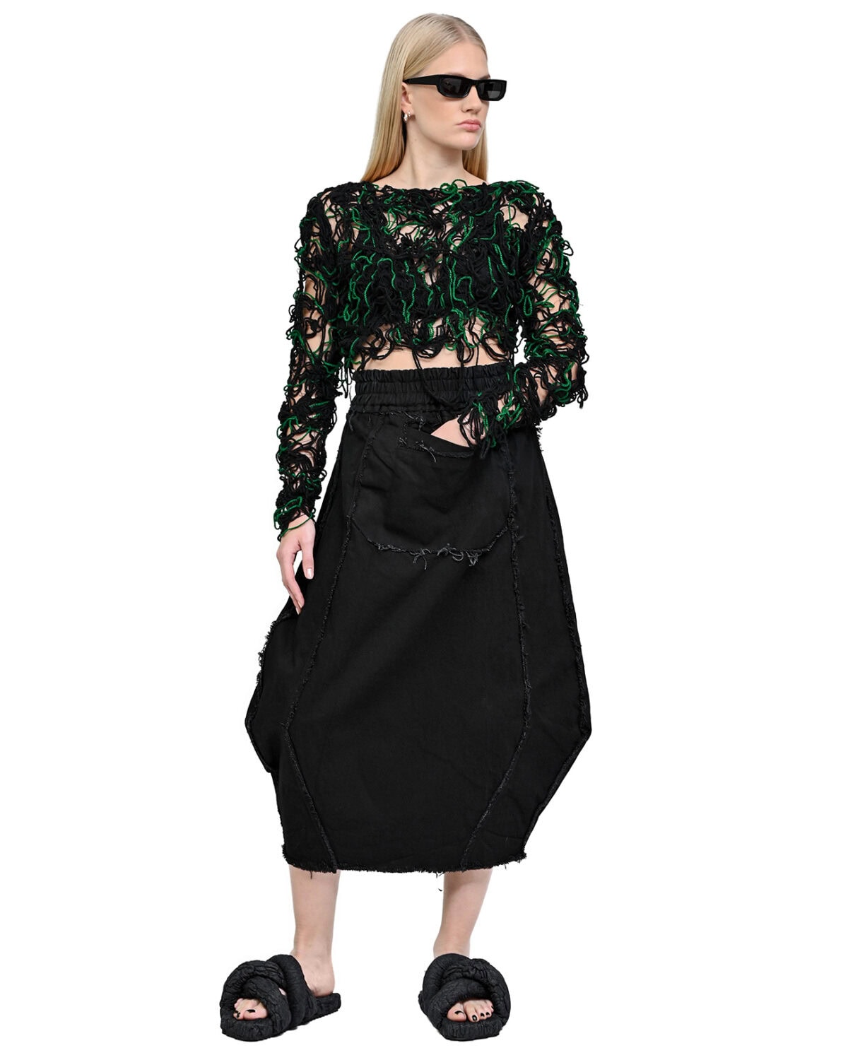 Fiber Bond Wrangle Crop Cut Sweater