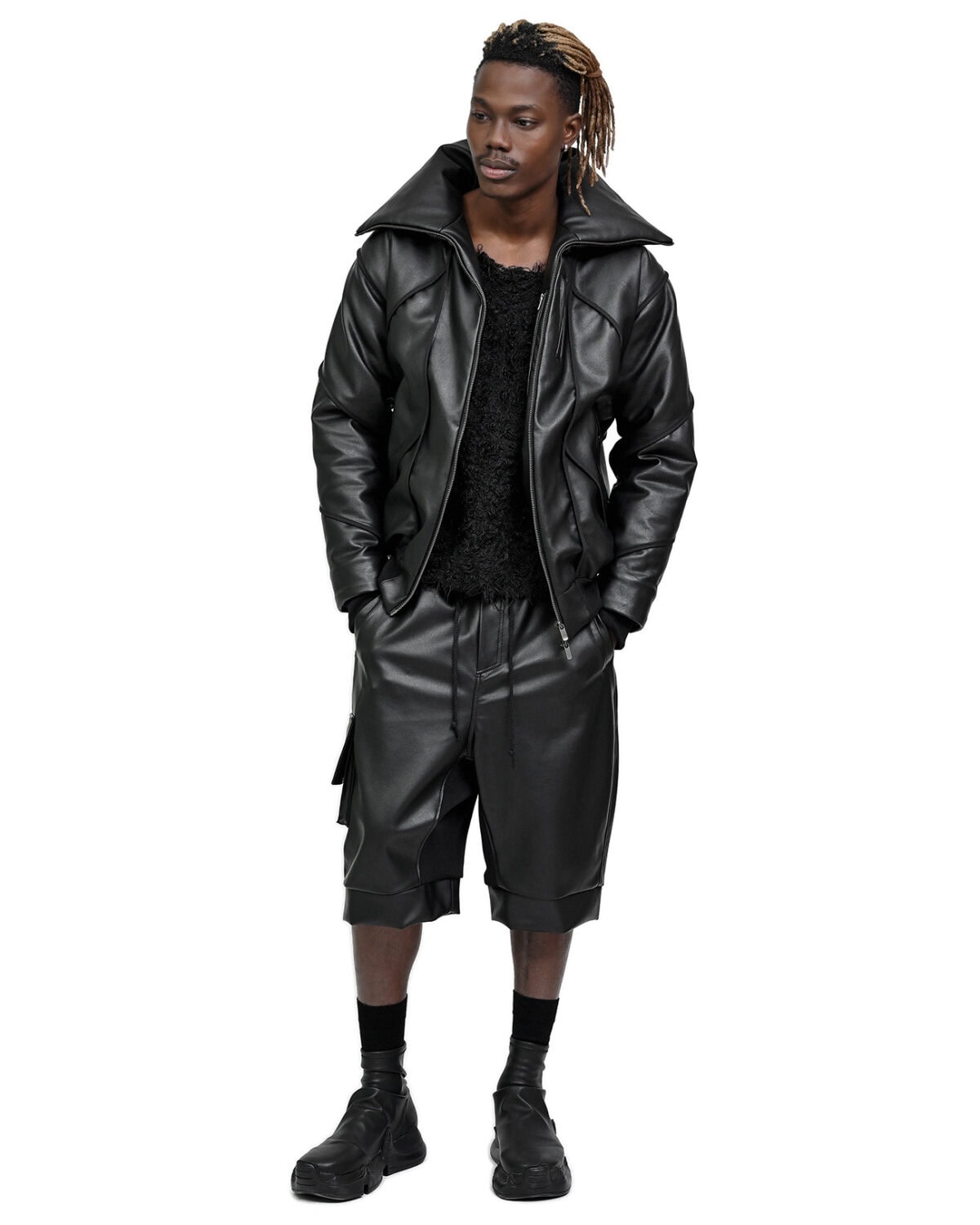 Leather Bomber Wool Insulate Jacket