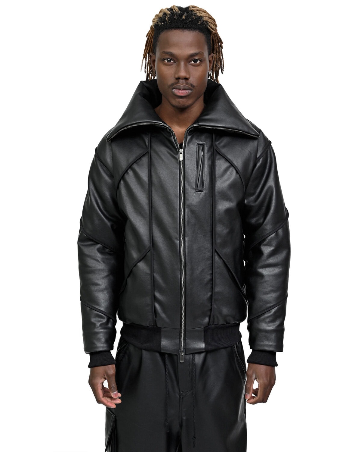Leather Bomber Wool Insulate Jacket