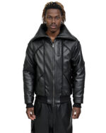 Leather Bomber Wool Insulate Jacket