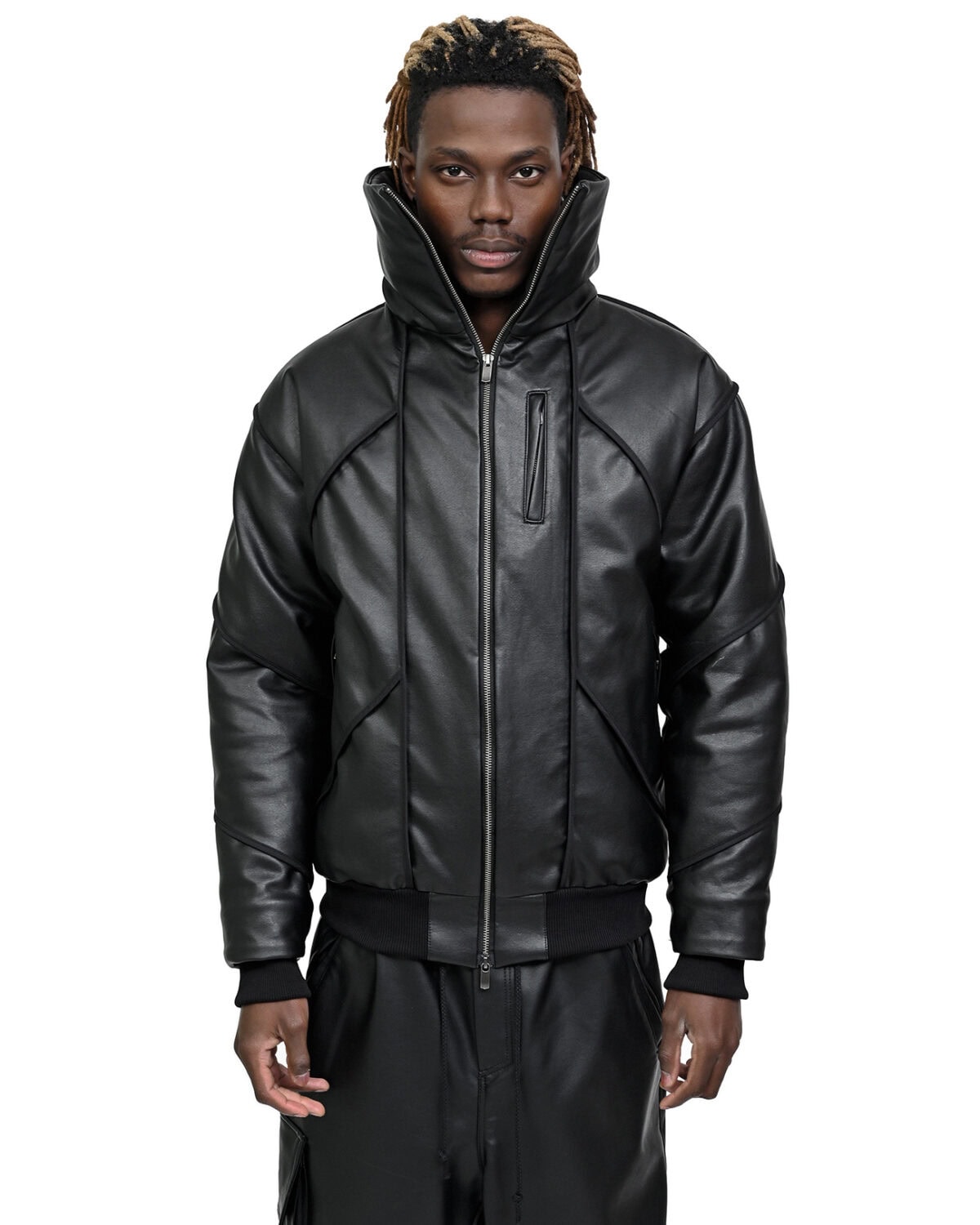 Leather Bomber Wool Insulate Jacket
