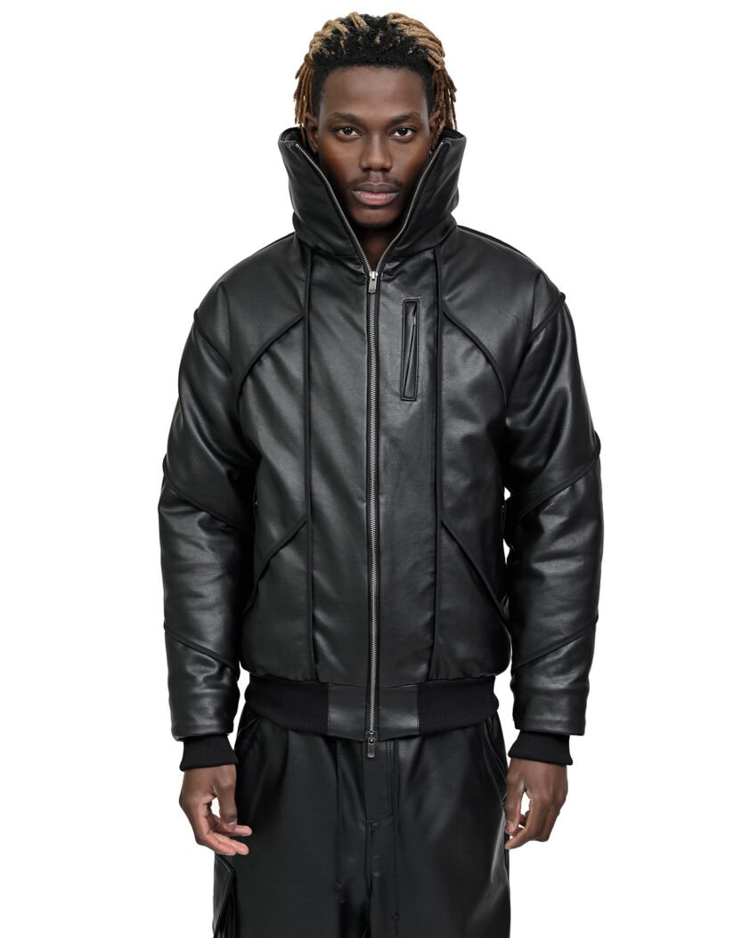 Leather Bomber Wool Insulate Jacket