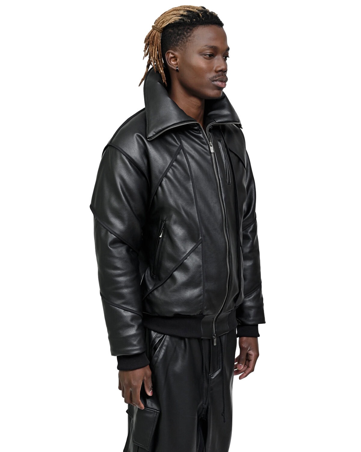 Leather Bomber Wool Insulate Jacket