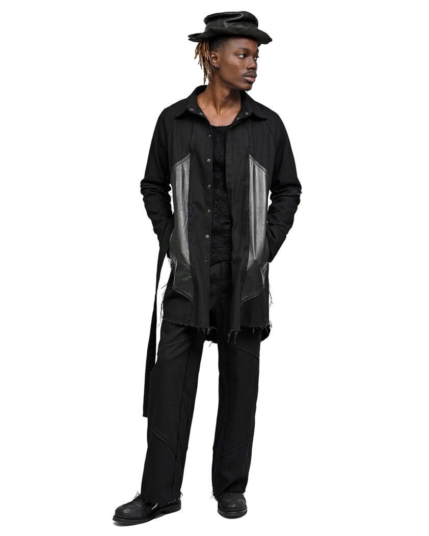 Leather Denim Hexa Shirt Jacket